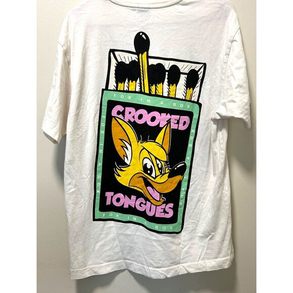 Crooked Tongues Fox In A Box Graphic Short Sleeve T Shirt In Cream White S - Picture 2 of 8